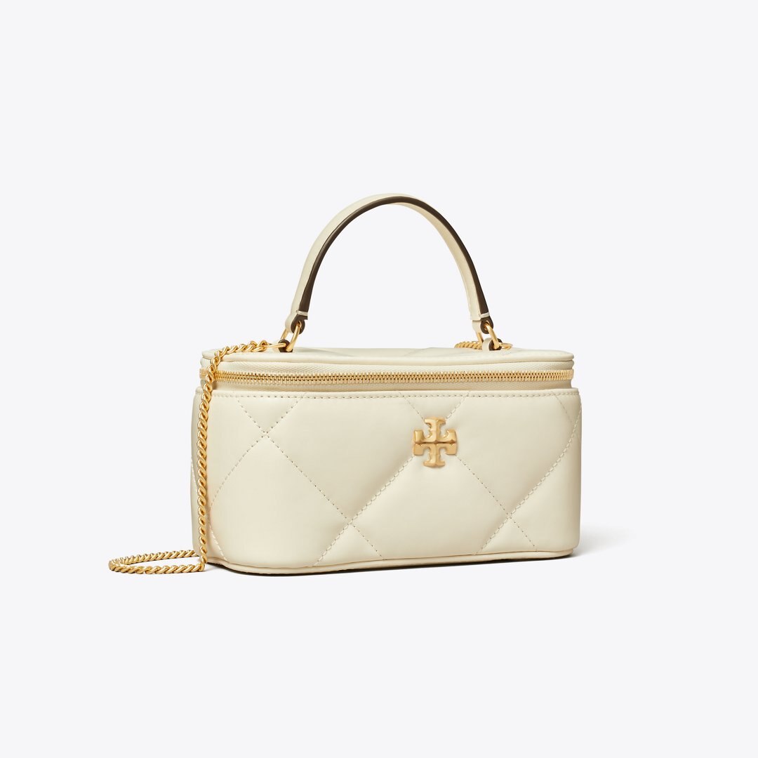 Tory Burch Kira Diamond Quilt Vanity Case Warm White