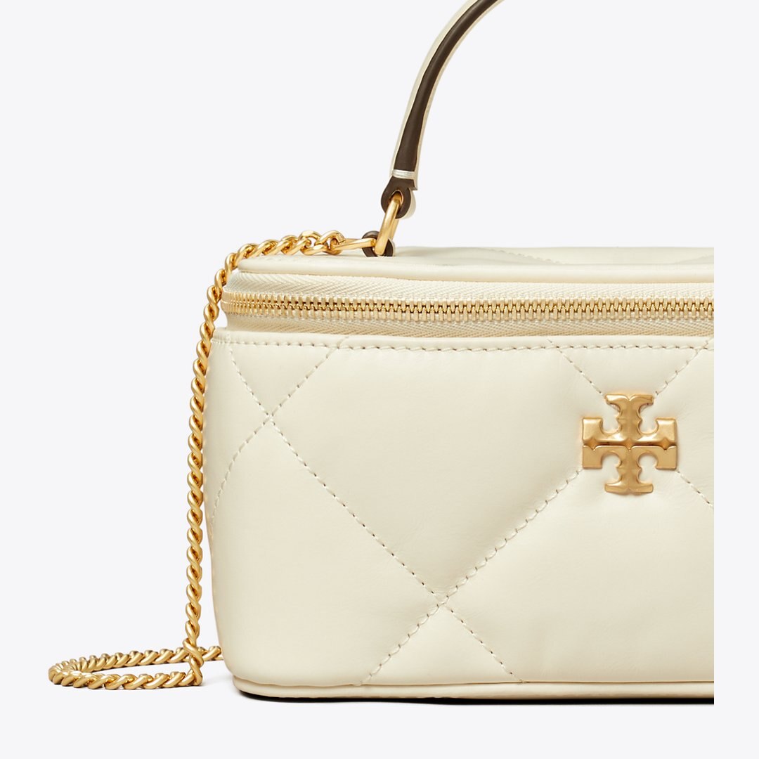 Tory Burch Kira Diamond Quilt Vanity Case Warm White