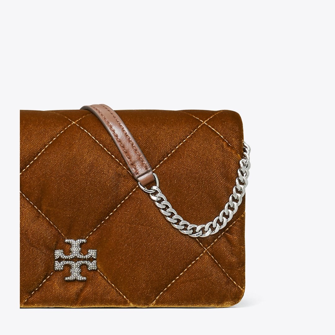 Tory Burch Kira Diamond Quilt Velvet Crossbody Warm Honey