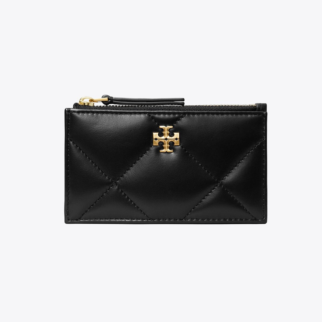 Tory Burch Kira Diamond Quilt Zip Card Case Black