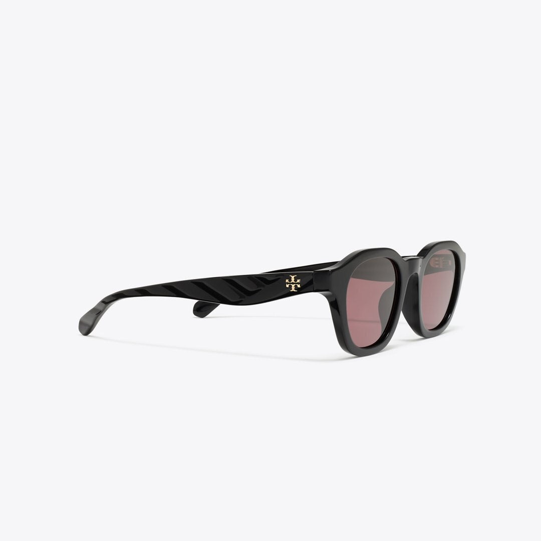 Tory Burch Kira Round Sunglasses BLACK/DARK VIOLET POLAR