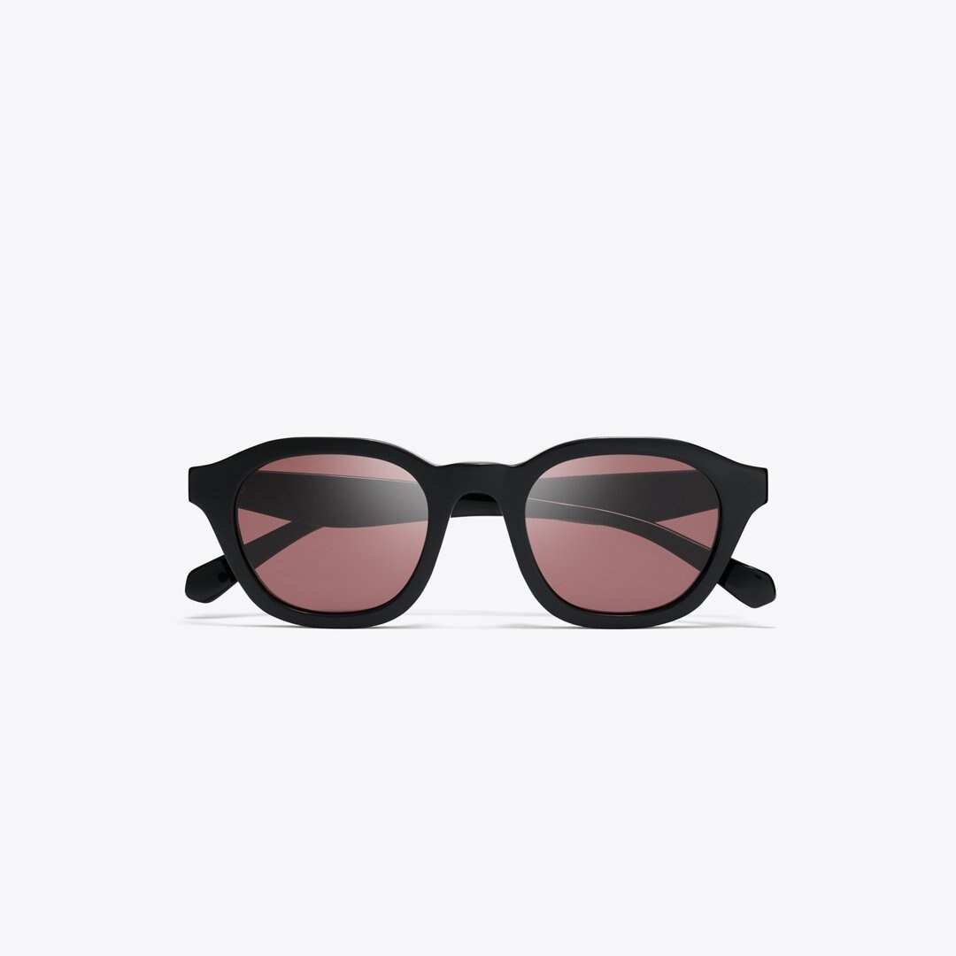 Tory Burch Kira Round Sunglasses BLACK/DARK VIOLET POLAR
