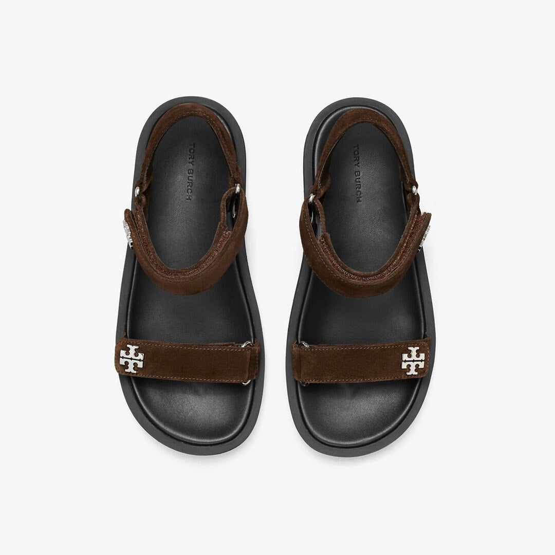 Tory Burch Kira Sport Slim Sandal DARK COCOA / PERFECT BLACK