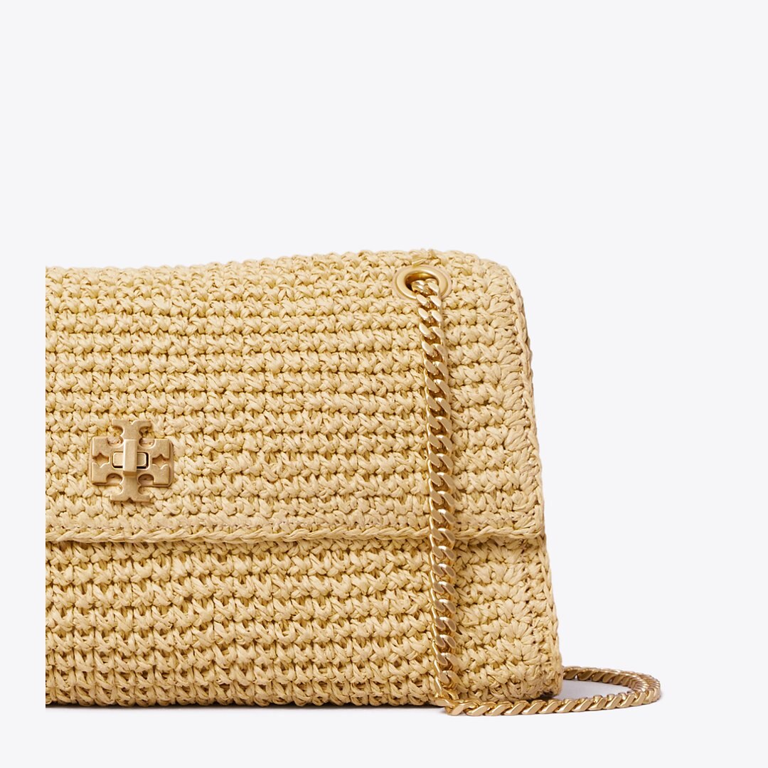 Tory Burch Kira Turnlock Woven Shoulder Bag Natural