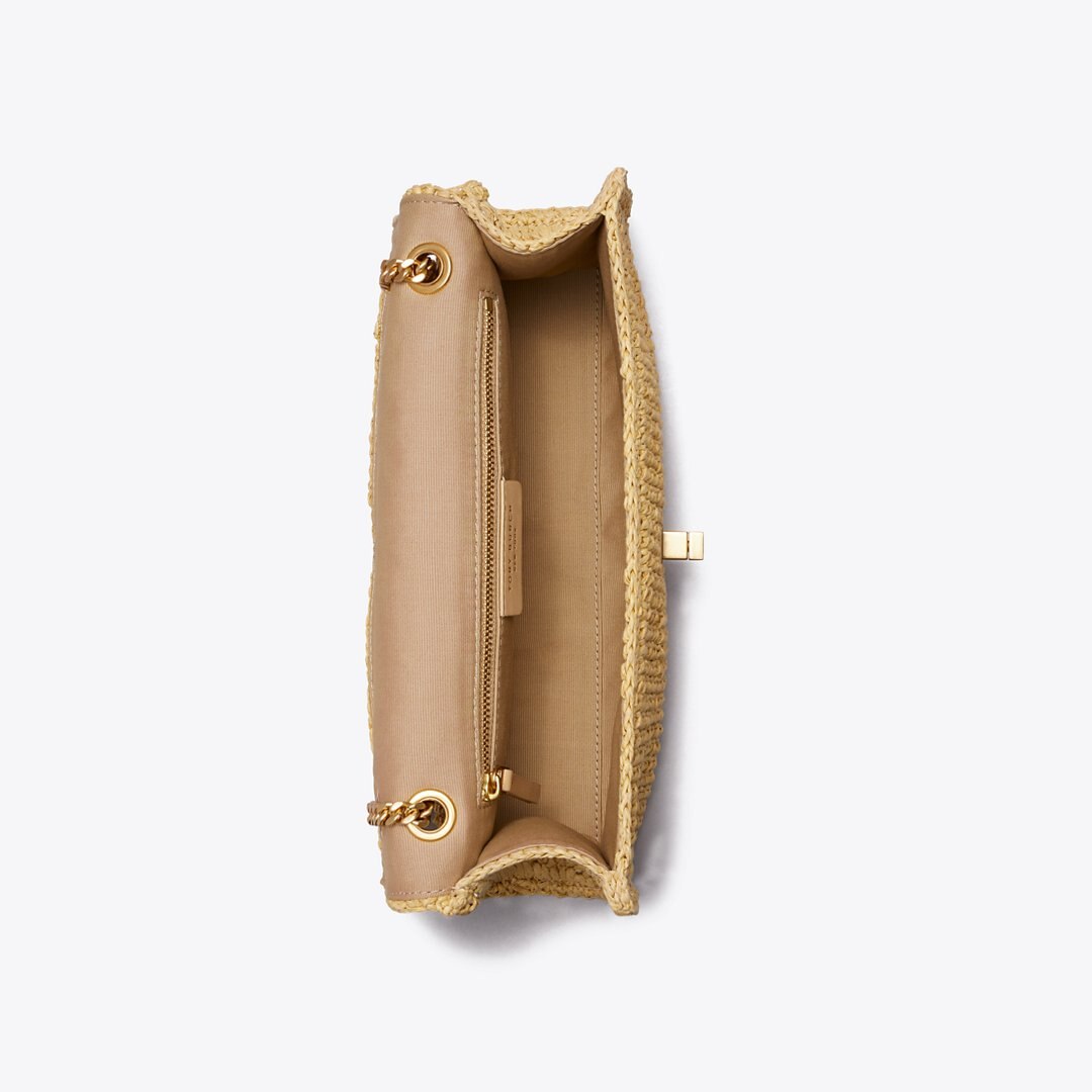 Tory Burch Kira Turnlock Woven Shoulder Bag Natural