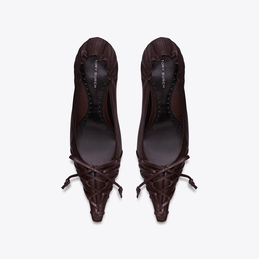 Tory Burch Lace-Up Wedge SEAL BROWN