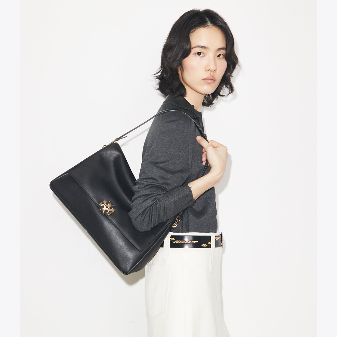Tory Burch Large Charlie Shoulder Bag Black