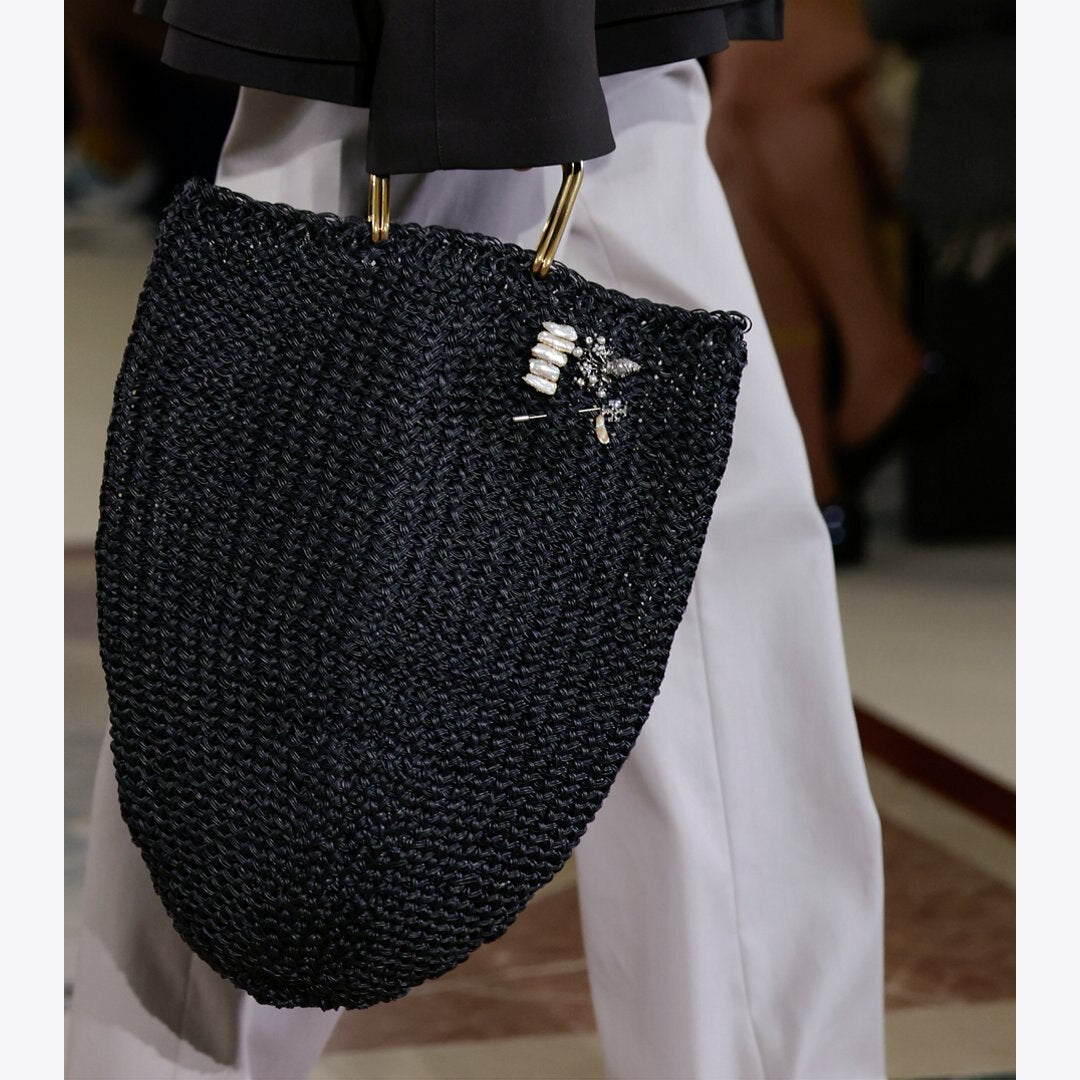 Tory Burch Large Crocheted Tote BLACK