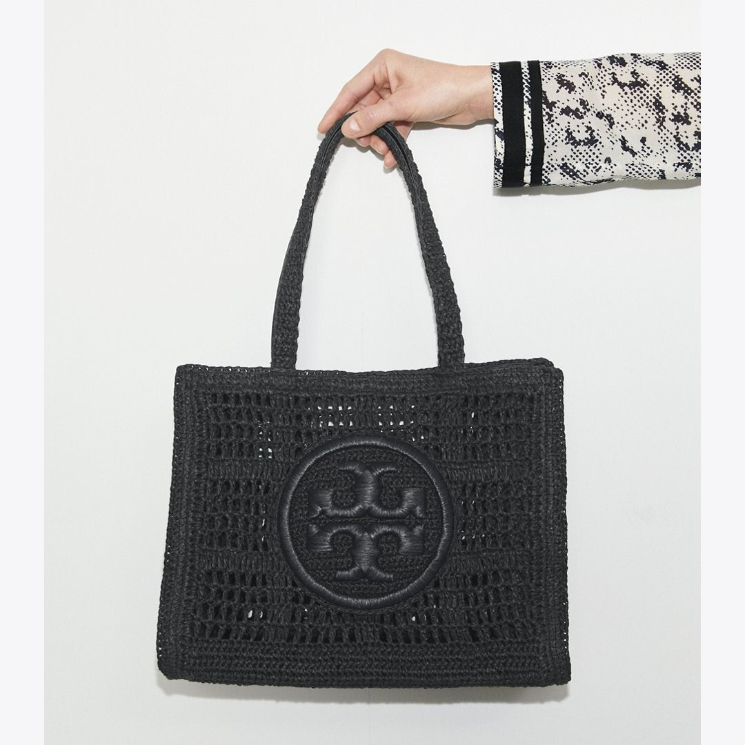 Tory Burch Large Ella Hand-Crocheted Tote Black