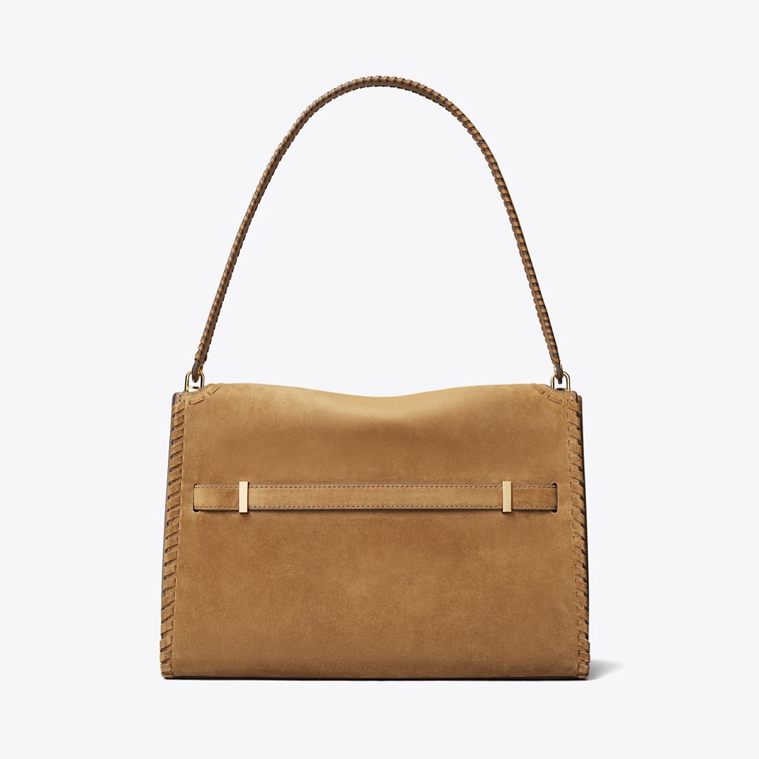 Tory Burch Large Lee Radziwill Suede Shoulder Bag WILD TABACCO