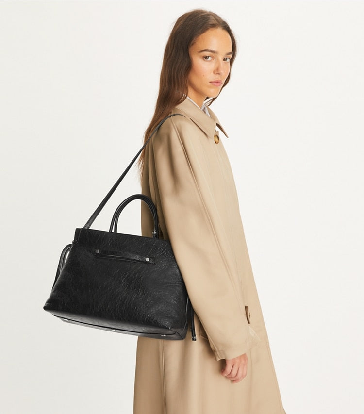 Large Mercer Distressed Satchel Black Black