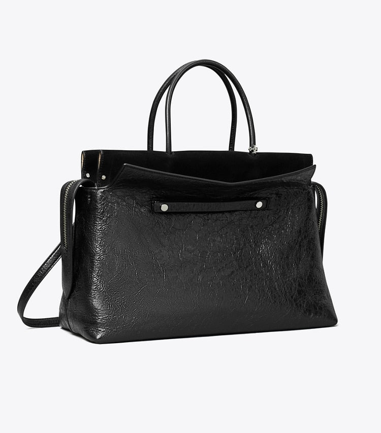 Large Mercer Distressed Satchel Black Black