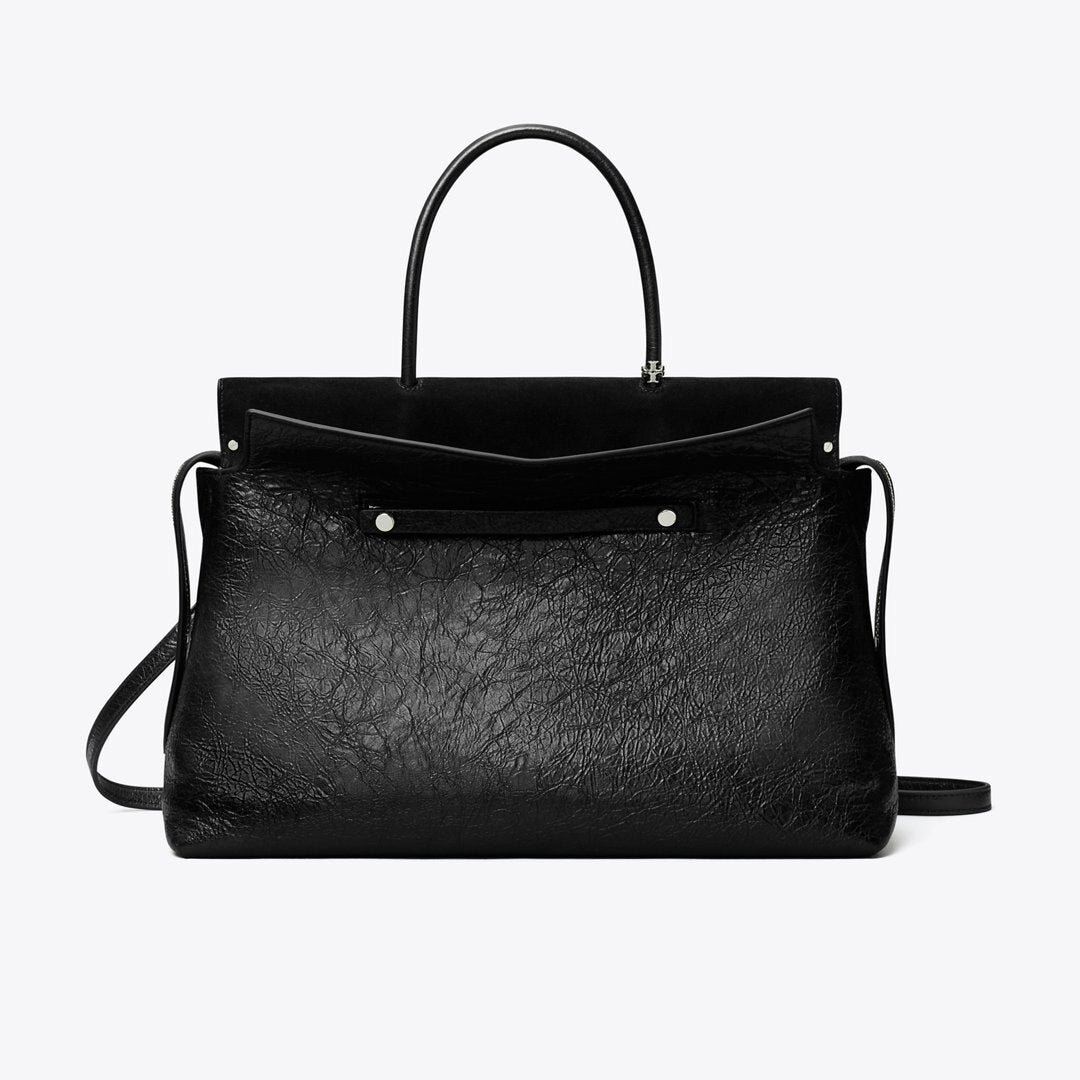 Tory Burch Large Mercer Distressed Satchel Black