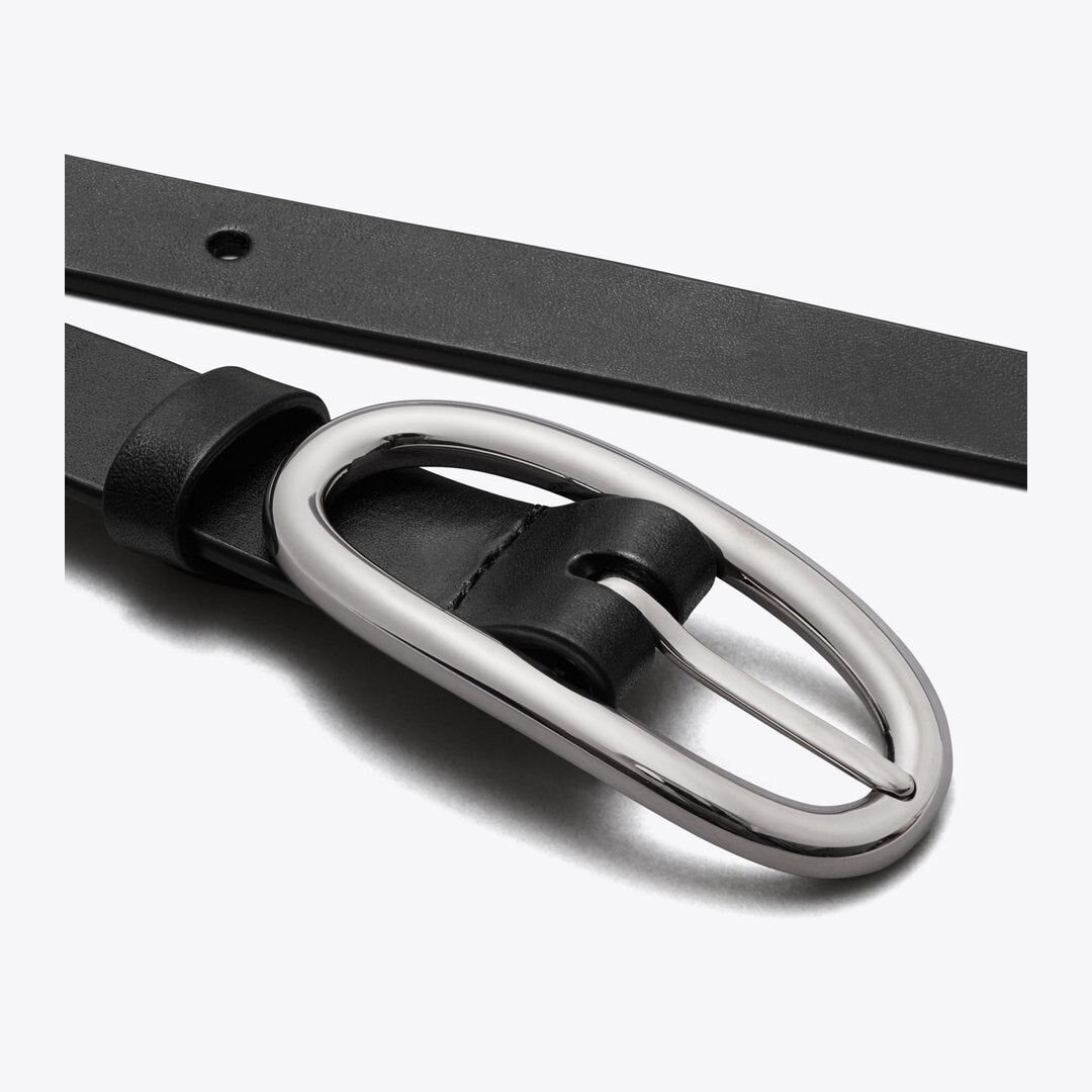 Tory Burch Large Pierced Buckle Belt Black/Silver