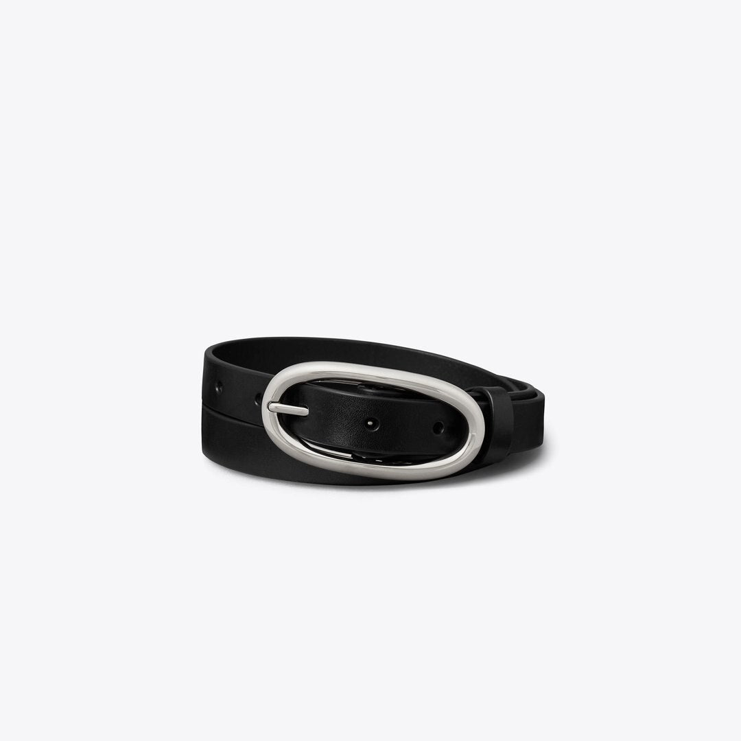 Tory Burch Large Pierced Buckle Belt Black/Silver