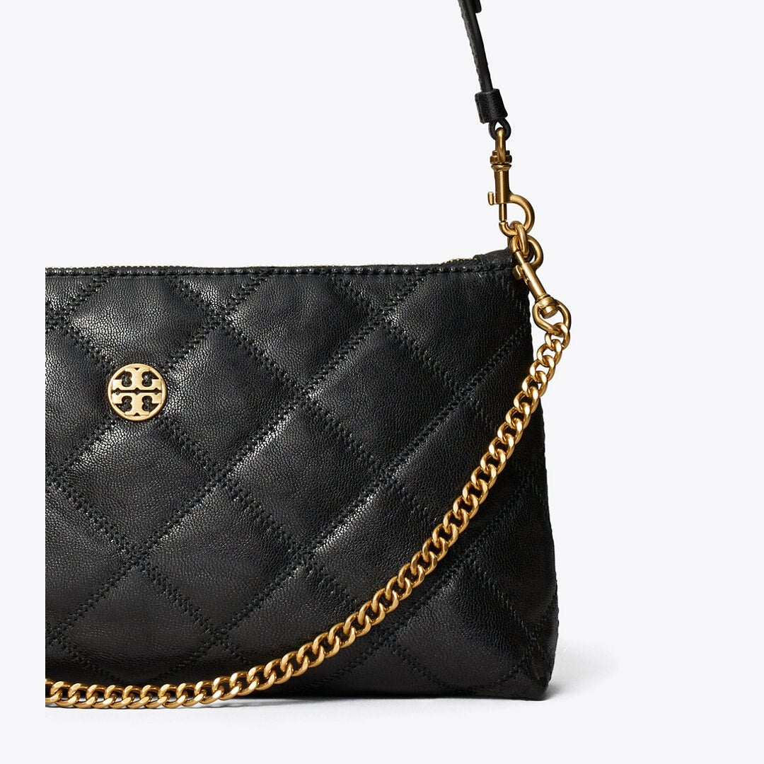 Tory Burch Leather and Chain Shoulder Bag Black