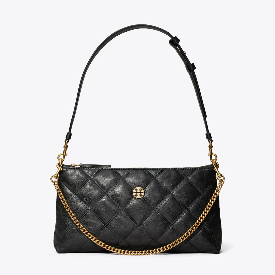 Tory Burch Leather and Chain Shoulder Bag Black