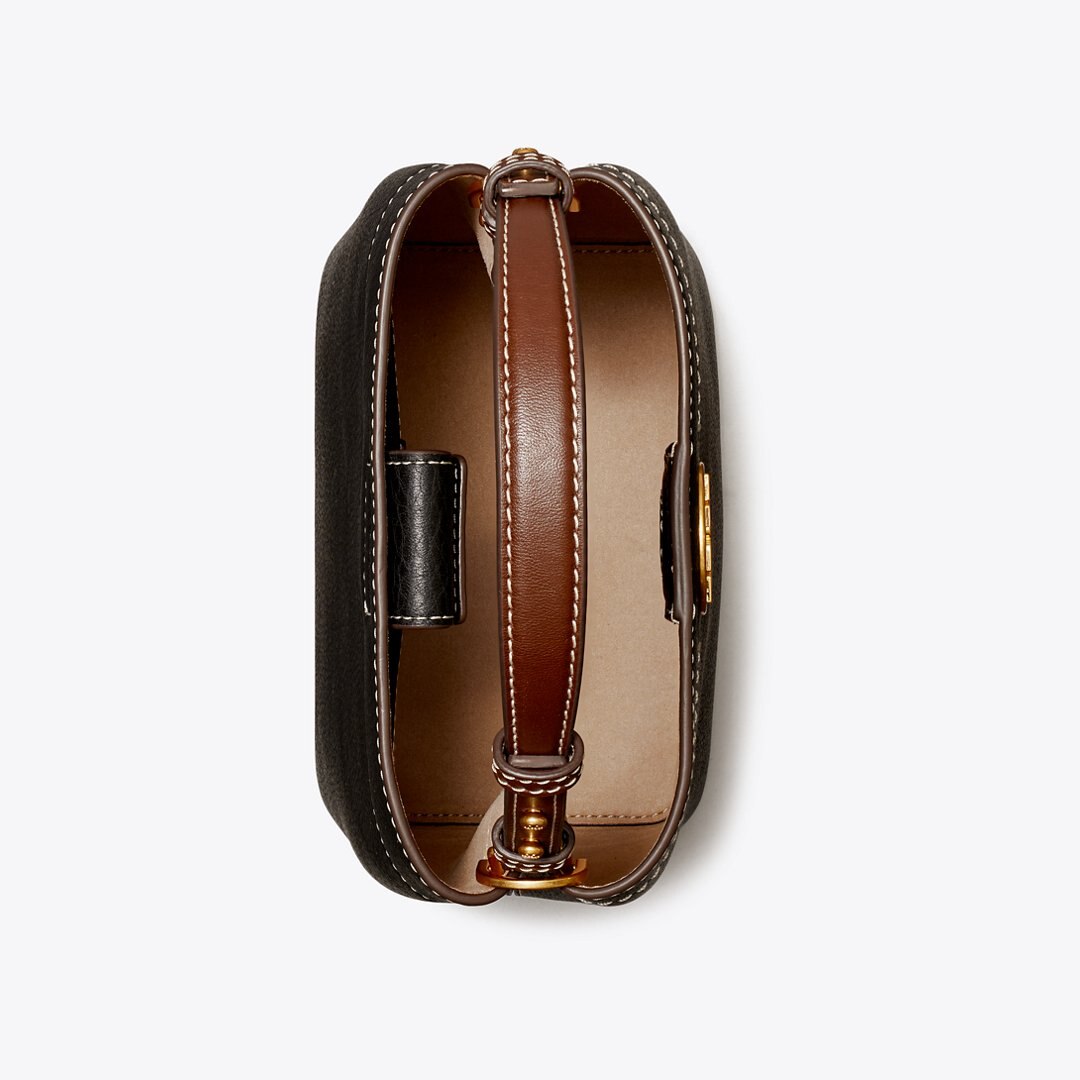 Tory Burch Leather Bucket Bag Black