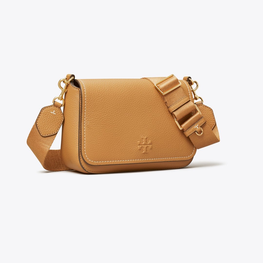 Tory Burch Leather Flap Crossbody Tiramisu