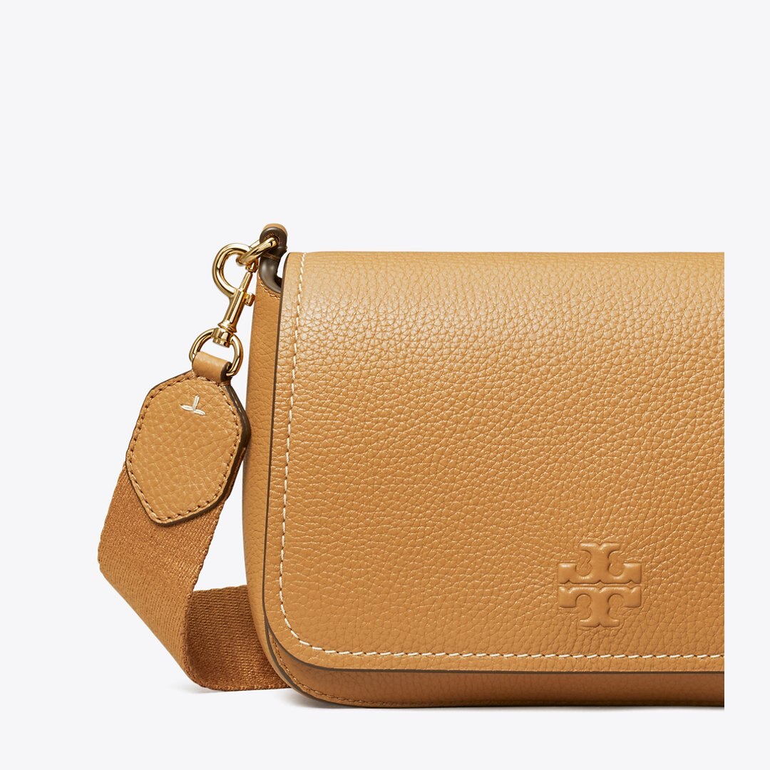 Tory Burch Leather Flap Crossbody Tiramisu