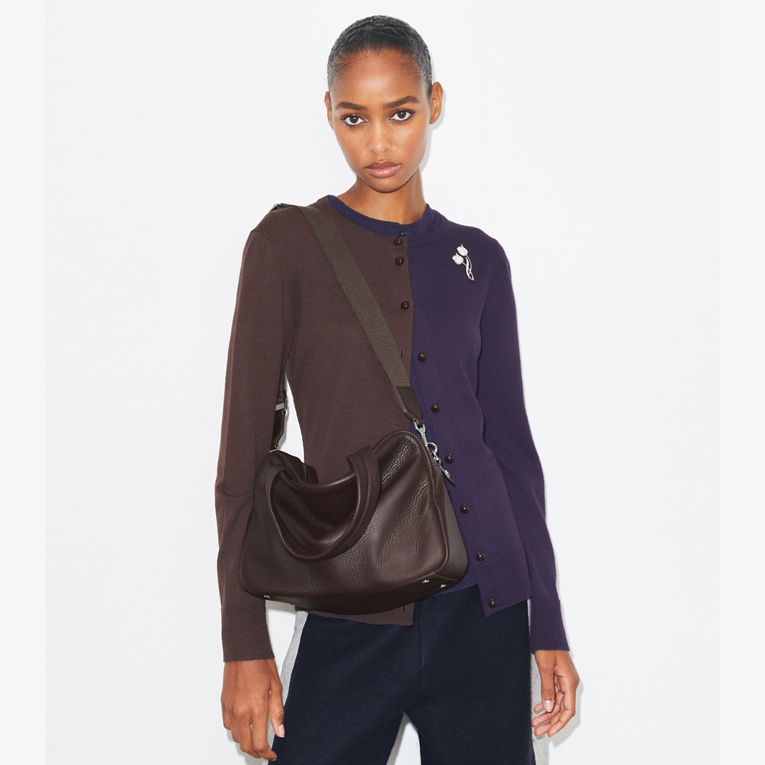 Tory Burch Leather Satchel Cocoa