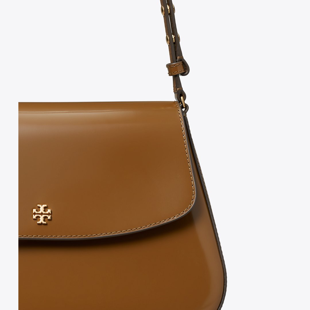 Tory Burch Leather Shoulder Bag Rich Walnut