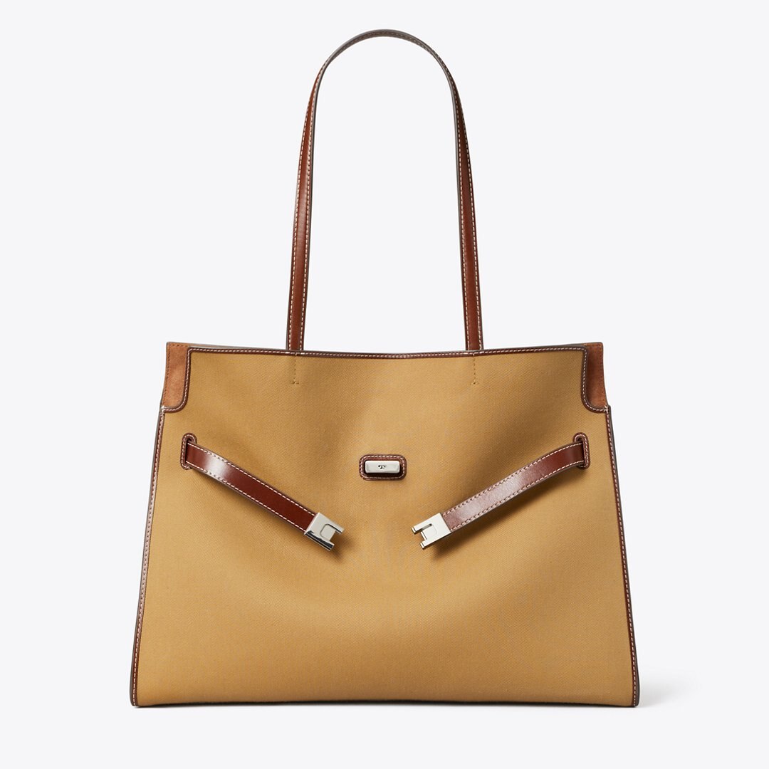 Tory Burch Lee Radziwill Canvas Tote Khaki