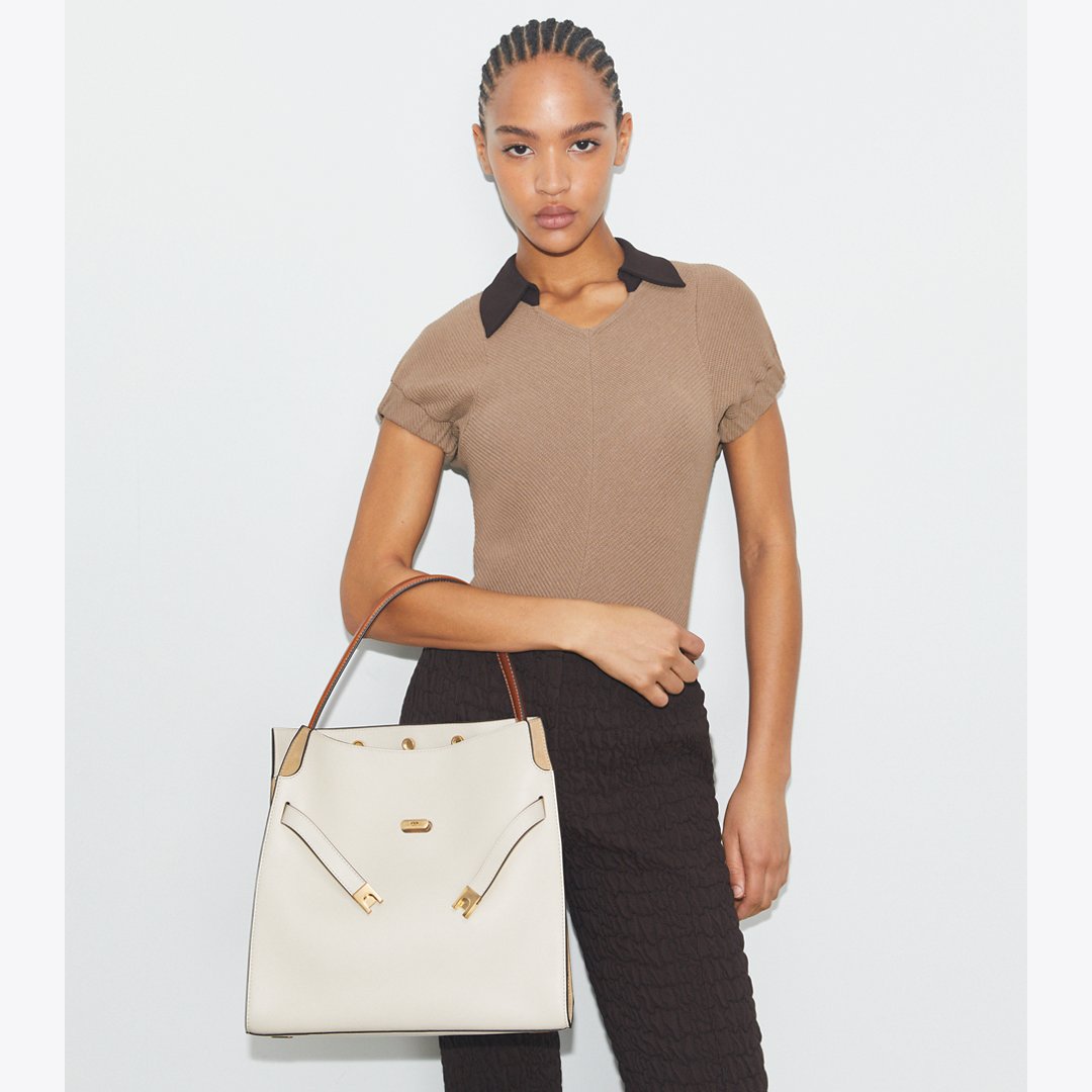 Tory Burch Lee Radziwill Double Bag New Cream