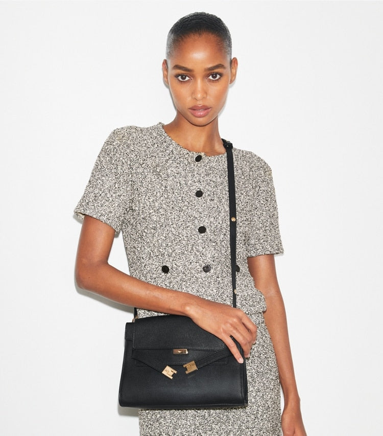 Lee Radziwill Pebbled Shoulder Bag Black Black