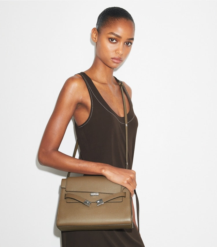 Lee Radziwill Pebbled Shoulder Bag Wild Mushroom Wild Mushroom