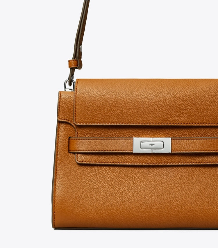 Lee Radziwill Pebbled Shoulder Bag BOURBON BOURBON