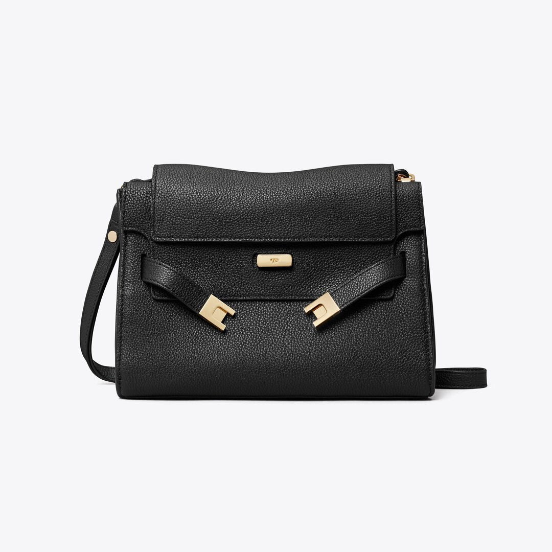 Tory Burch Lee Radziwill Pebbled Shoulder Bag Black