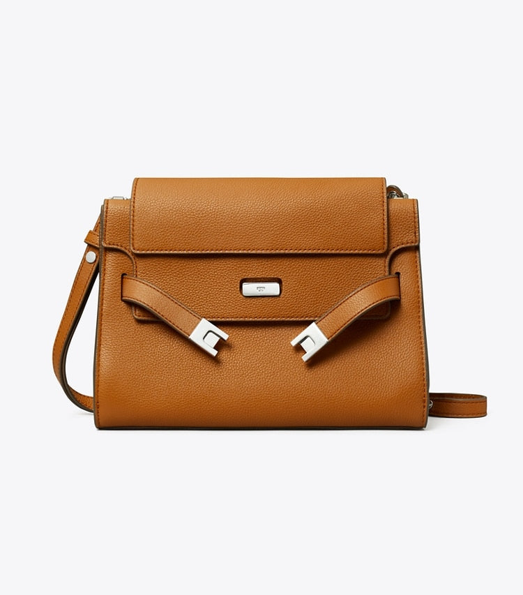 Lee Radziwill Pebbled Shoulder Bag BOURBON BOURBON