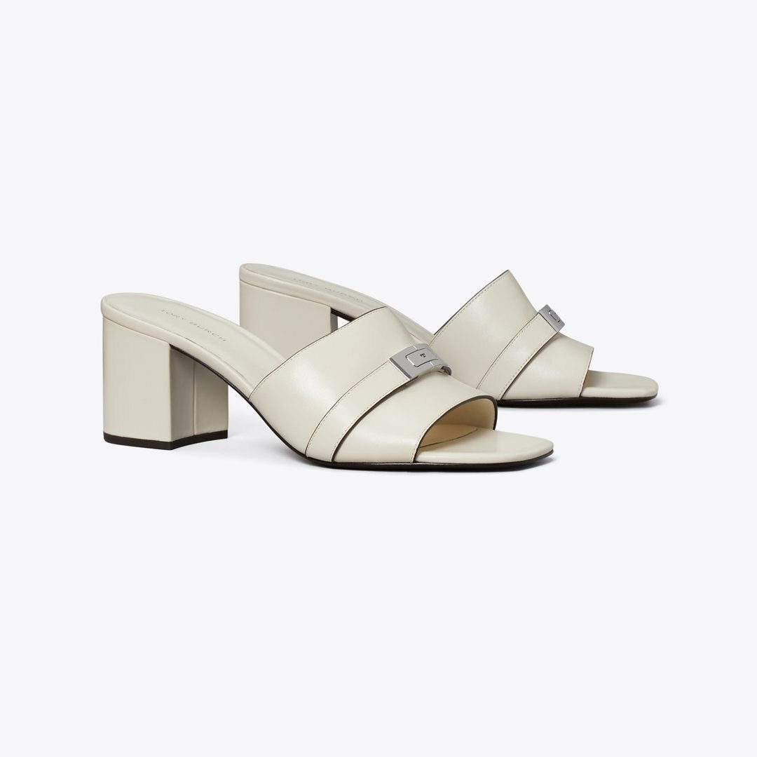 Tory Burch LeeLee Heeled Mule Light Cream