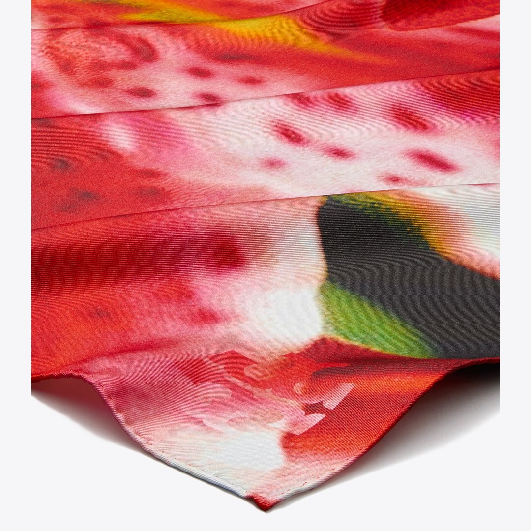 Tory Burch Lily Silk Square Scarf Pink Lily