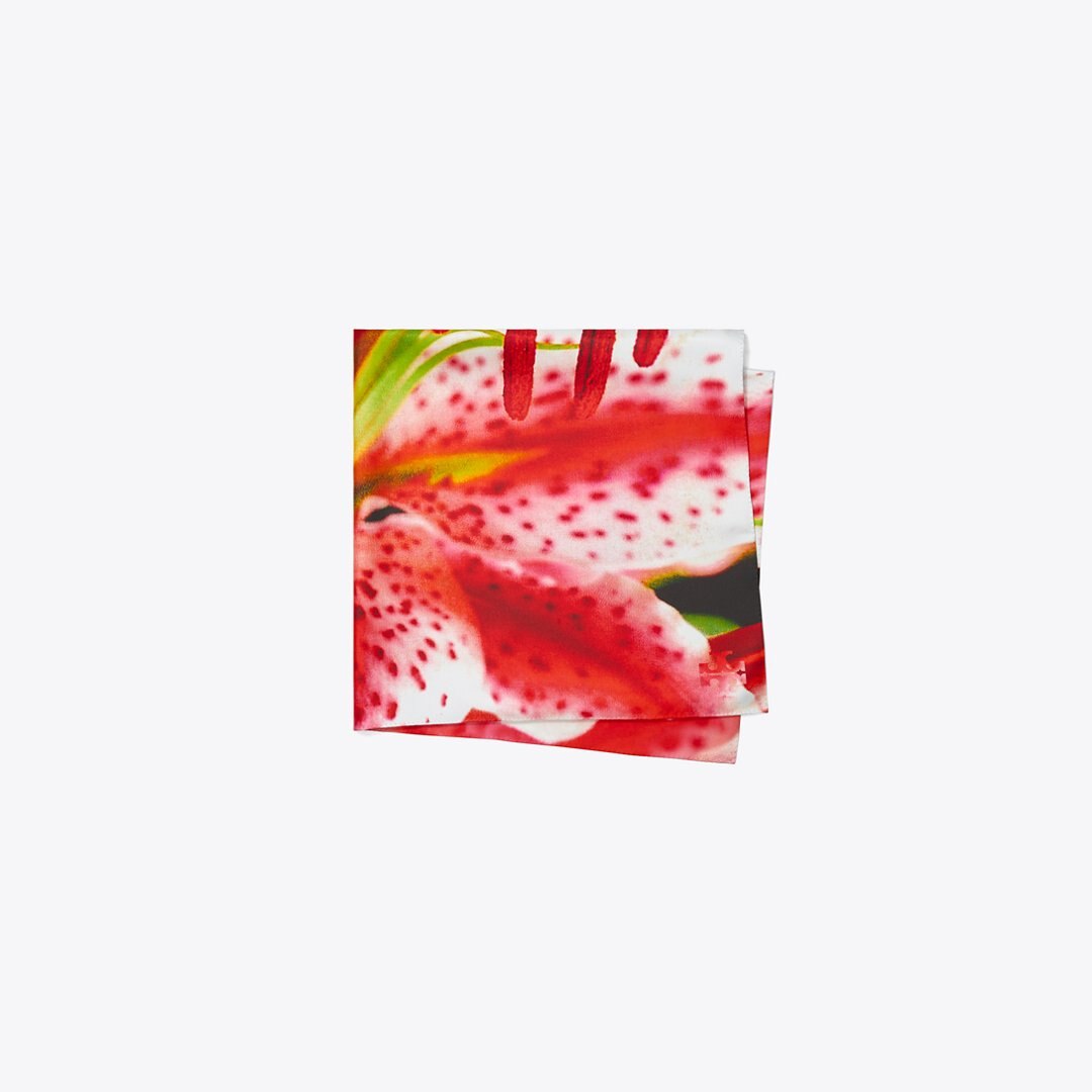 Tory Burch Lily Silk Square Scarf Pink Lily