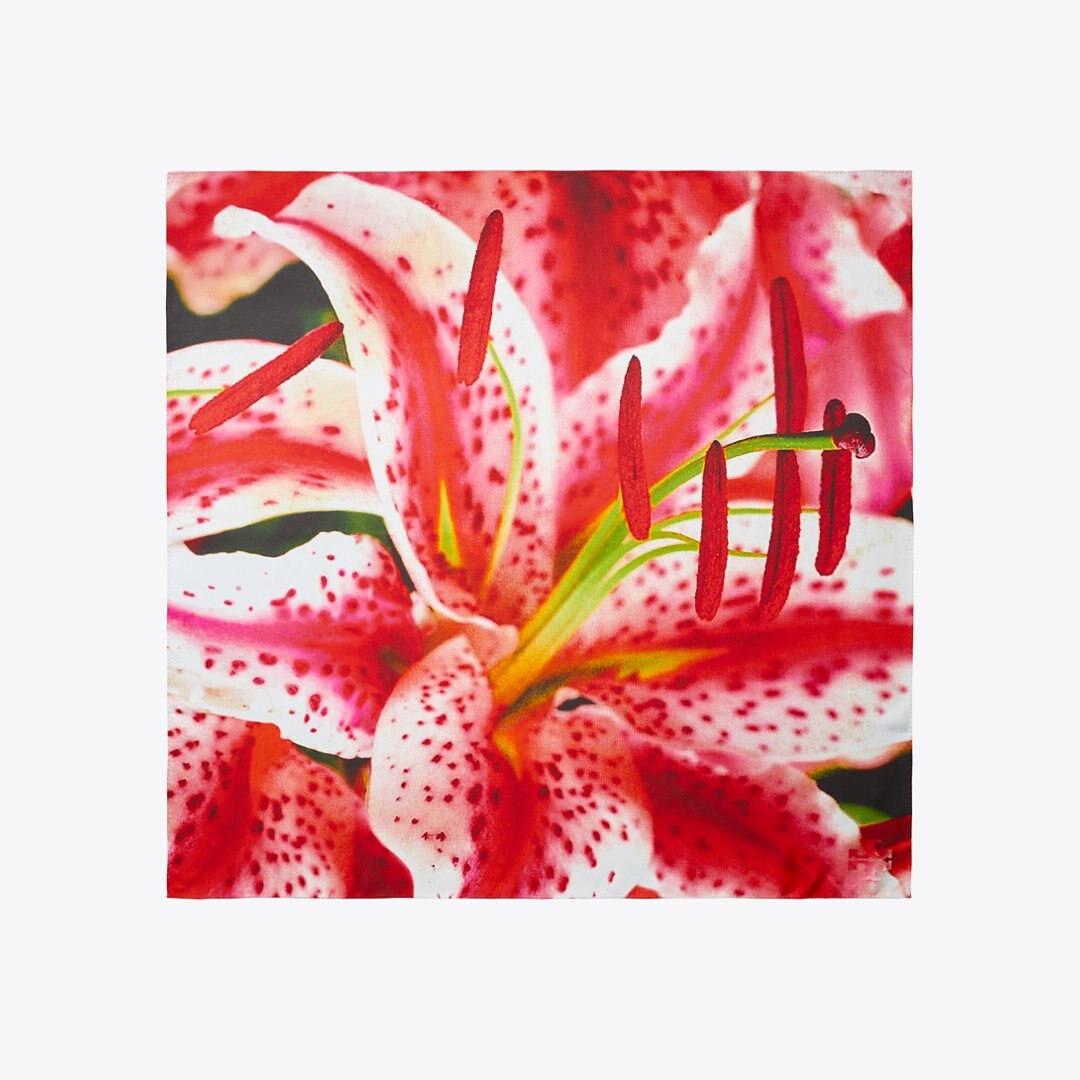Tory Burch Lily Silk Square Scarf Pink Lily