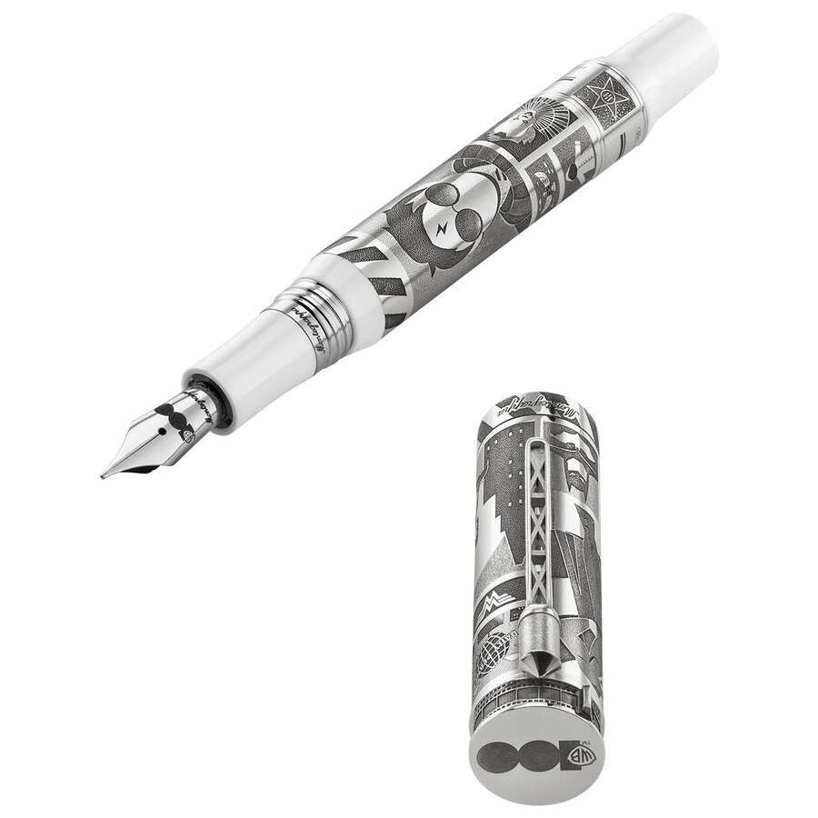 Limited Edition Montegrappa Warner Bros. 100Th Anniversary Fine Nib Silver/White Fountain Pen Iswbn2Se