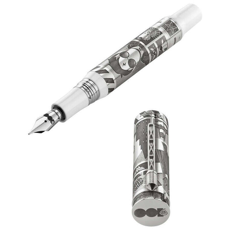 Limited Edition Montegrappa Warner Bros. 100Th Anniversary Medium Nib Silver/White Fountain Pen Iswbn3Se