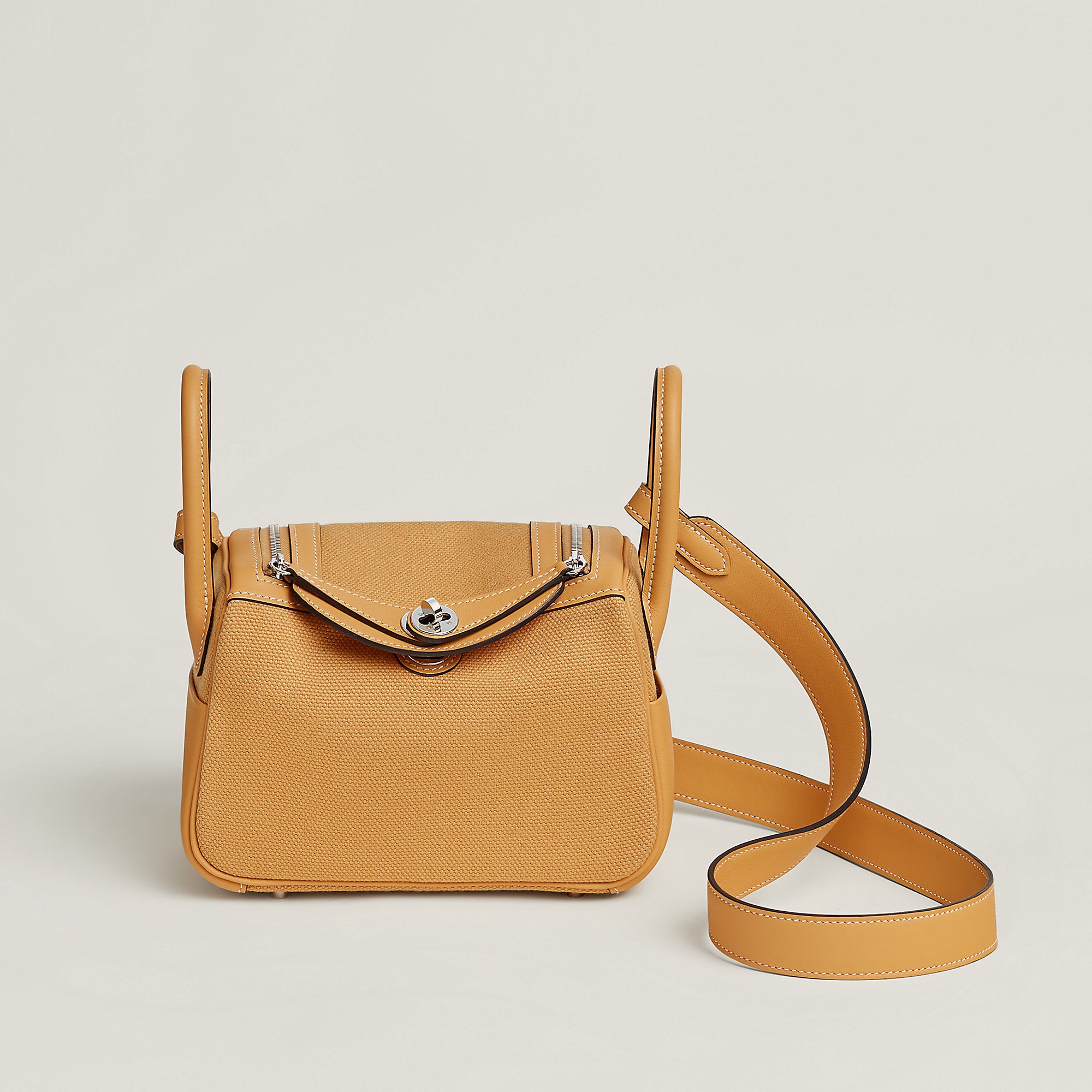 Hermes Lindy Ii Mini Bag Toile & Cuir Mousse