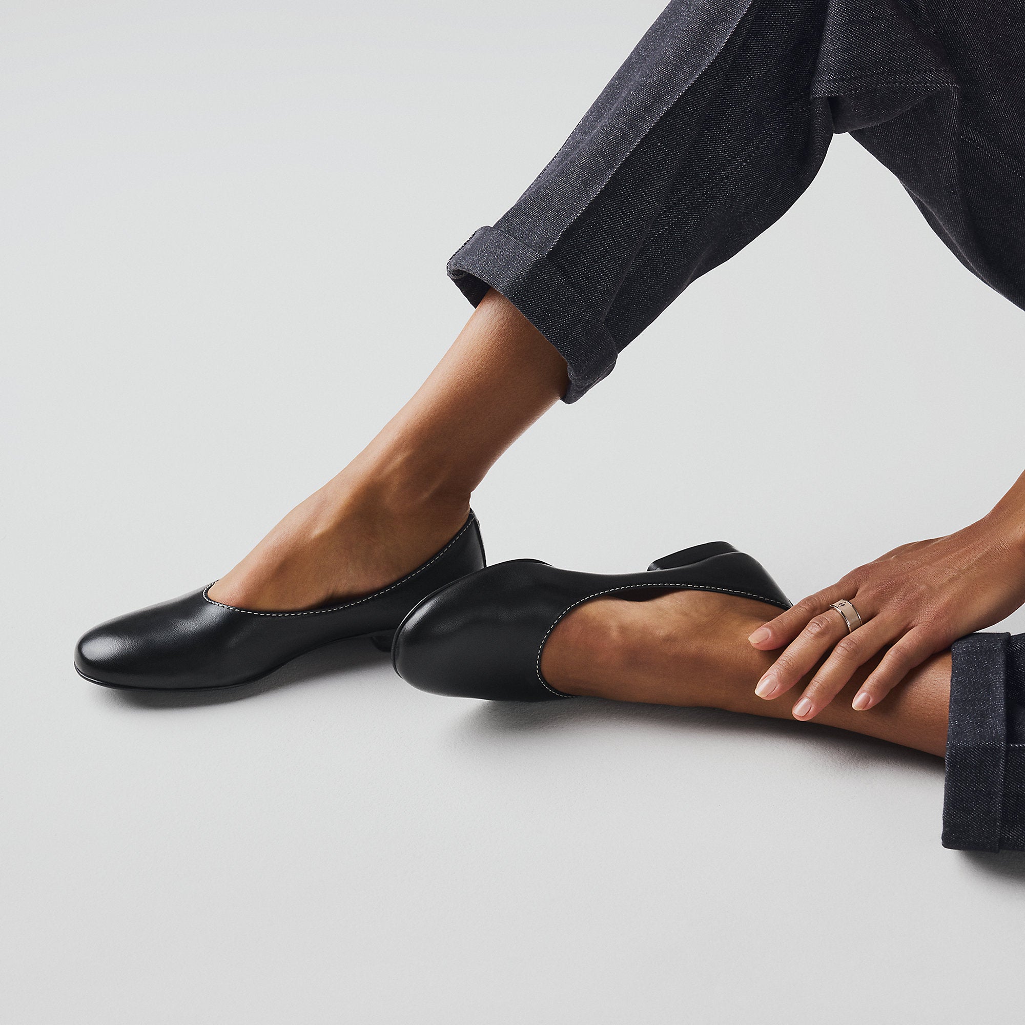 Hermes Liz Ballet Flat Noir