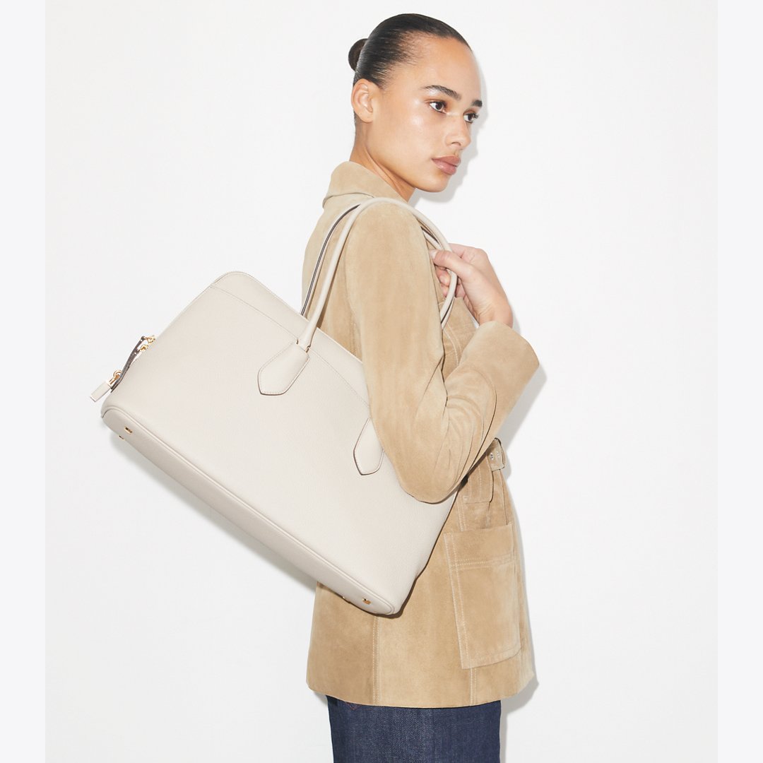 Tory Burch Lock Satchel Light Stone