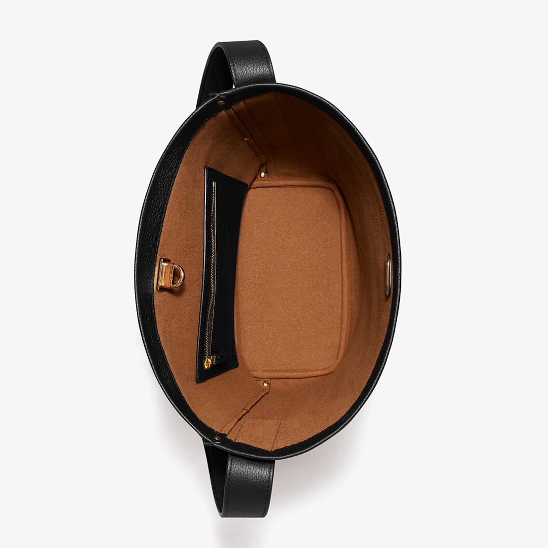 Tory Burch Lock Slim Bucket Bag Black