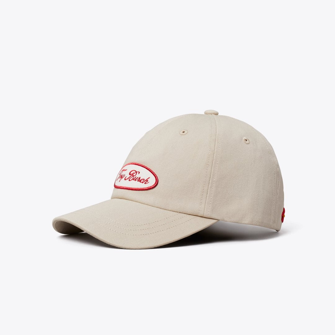 Tory Burch Logo Patch Baseball Cap Tan