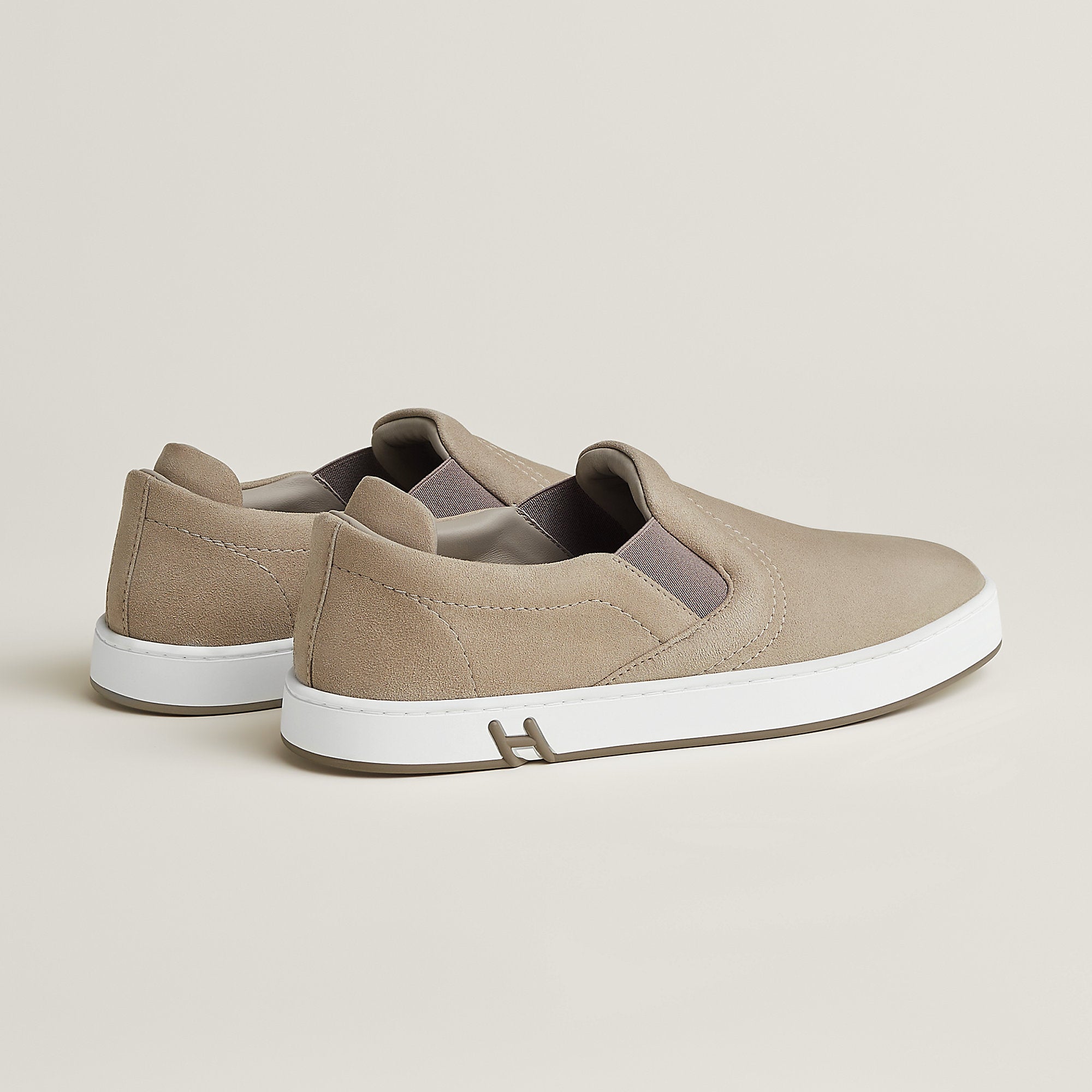 Hermes Lucky Slip On Sneaker Beige Galet