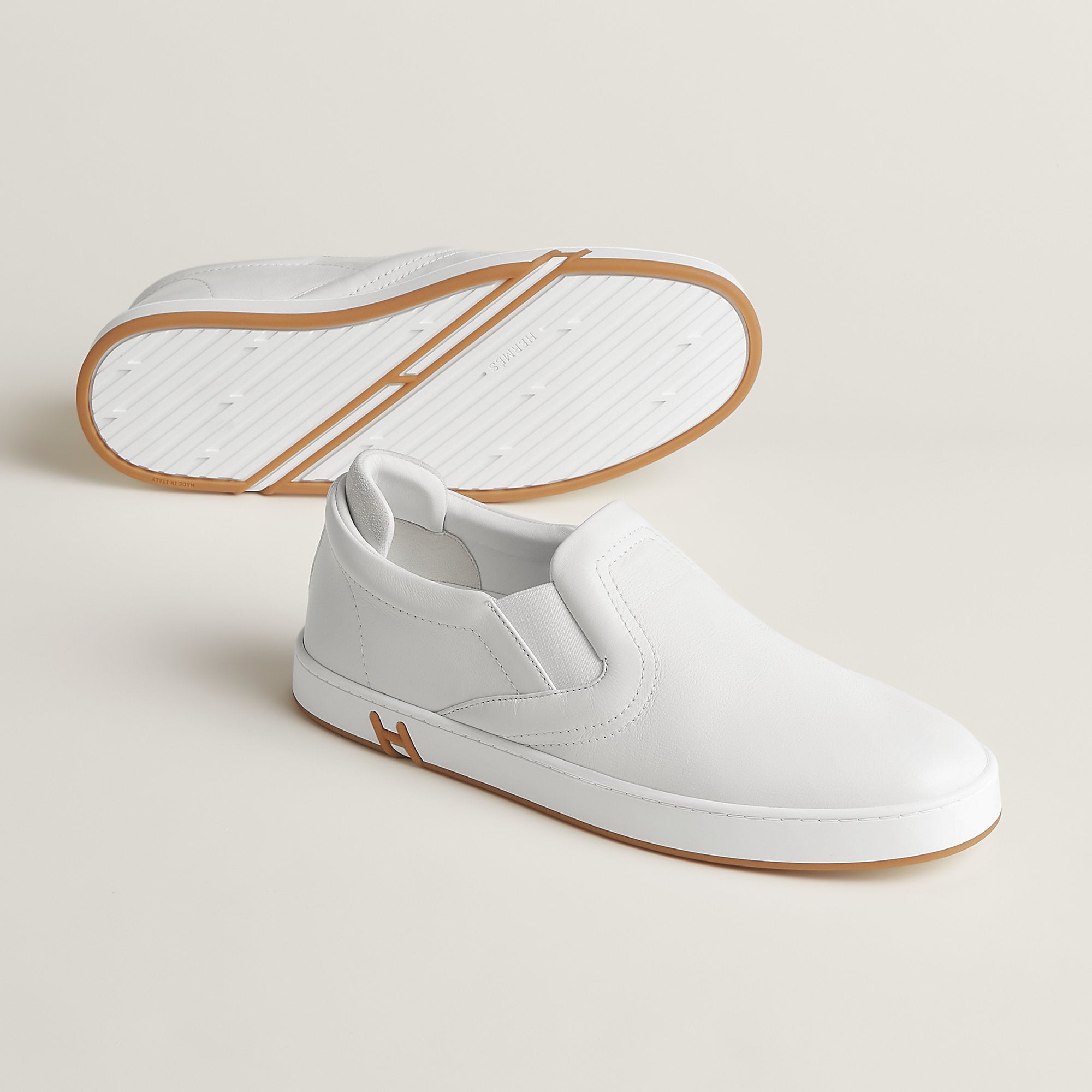 Hermes Lucky Slip On Sneaker Blanc