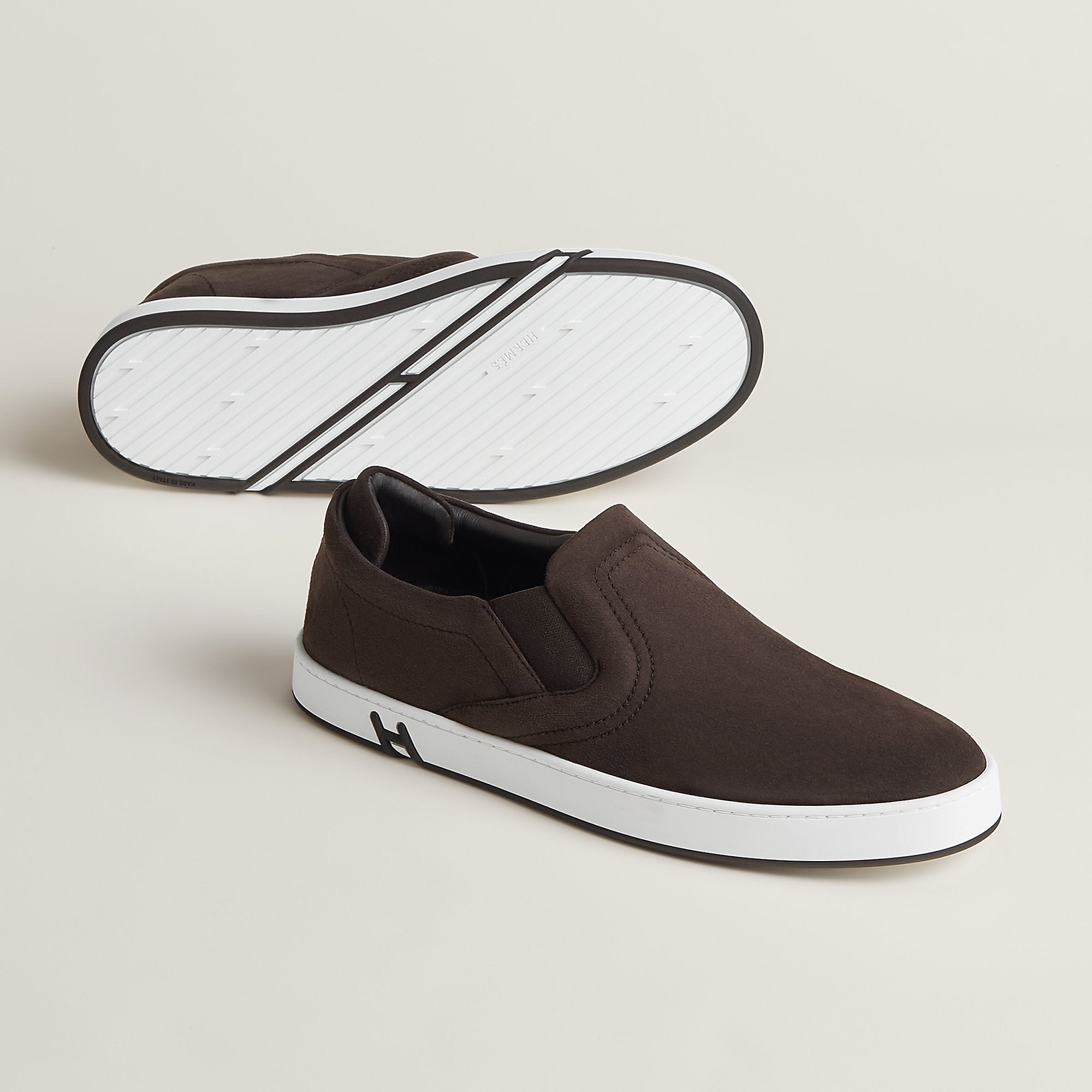 Hermes Lucky Slip On Sneaker Marron Bne