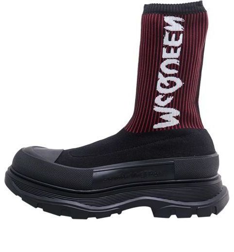 Alexander McQueen Tread Slick Sock Boot Black Red