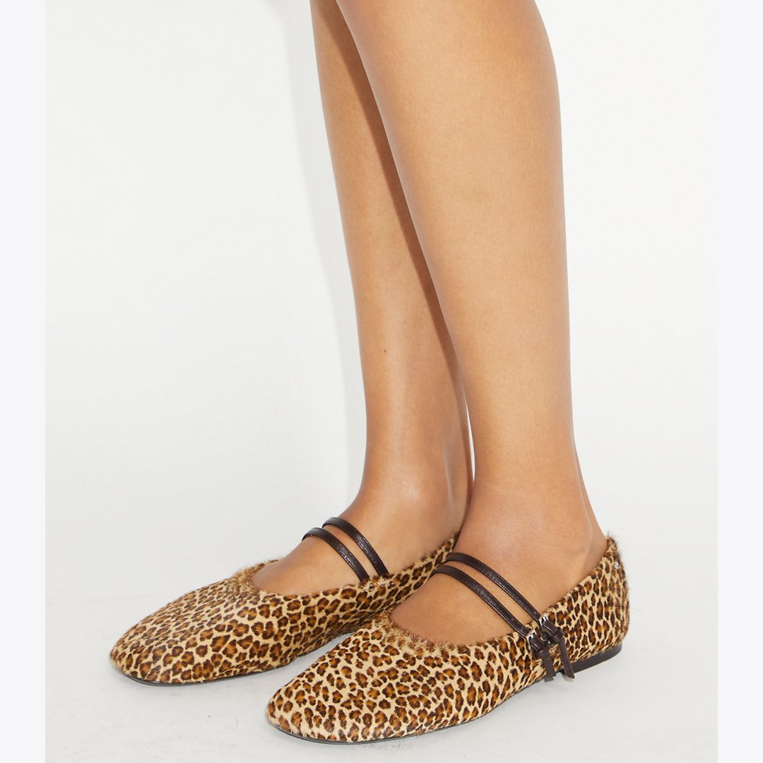 Tory Burch Mary Jane Two-Band Ballet LEOPARD MULTI