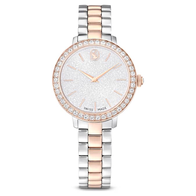 Swarovski Matrix 3-Link Watch Swiss Made Metal Bracelet Silver Tone Rose Gold-Tone Finish SW5715028